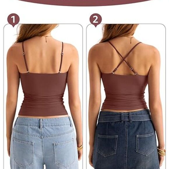 Black Double Lined Adjustable Spaghetti Strap Camisole, S, 2H-1012T007 - Picture 2 of 2